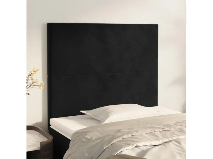 2er Kopfteil für Bett | Bett-Kopfteile Schwarz 100x5x78/88 cm Samt -MN123280