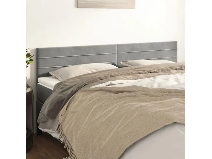 2er Kopfteil für Bett | Bett-Kopfteile Hellgrau 90x5x78/88 cm Samt -MN551366