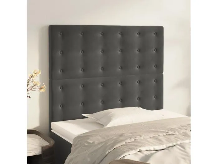 2er Kopfteil für Bett | Bett-Kopfteile Dunkelgrau 100x5x78/88 cm Samt -MN166154