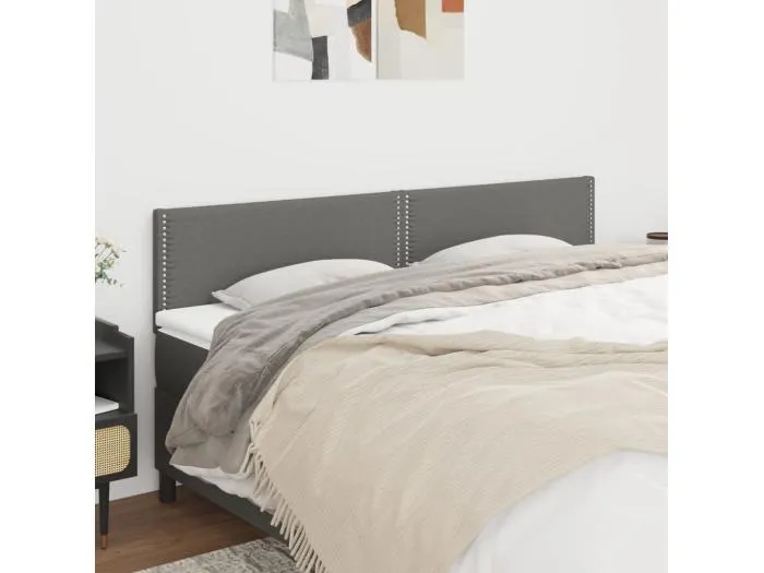 2er Kopfteil für Bett | Bett-Kopfteile Dunkelgrau 100x5x78/88 cm Stoff -MN833839