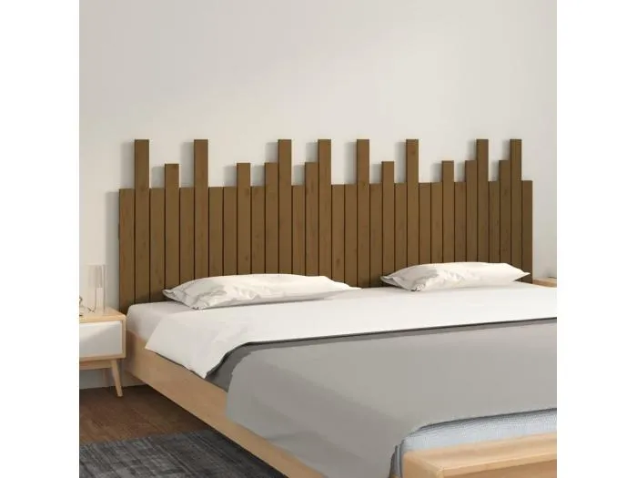 Wand-Kopfteil für Bett | Bett-Kopfteil Honigbraun 204x3x80 cm Massivholz Kiefer -MN476251