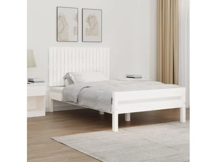 Wand-Kopfteil für Bett | Bett-Kopfteil Weiß 108x3x60 cm Massivholz Kiefer -MN834687