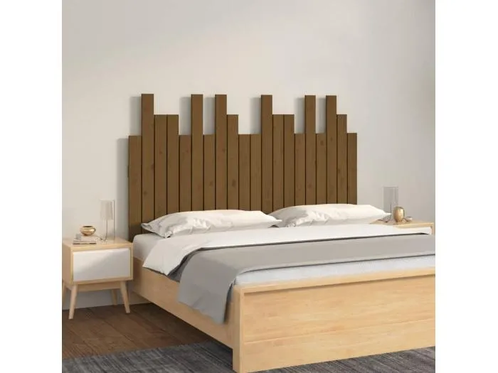 Wand-Kopfteil für Bett | Bett-Kopfteil Honigbraun 127,5x3x80 cm Massivholz Kiefer -MN978065
