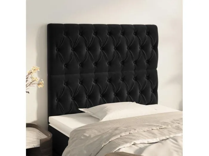 2er Kopfteil für Bett | Bett-Kopfteile Schwarz 100x7x78/88 cm Samt -MN692798