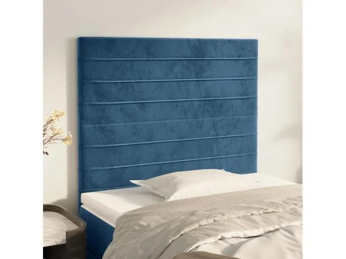 2er Kopfteil für Bett | Bett-Kopfteile Dunkelblau 100x5x78/88 cm Samt -MN517733