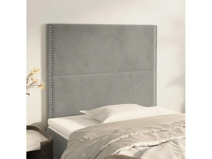 2er Kopfteil für Bett | Bett-Kopfteile Hellgrau 80x5x78/88 cm Samt -MN472003