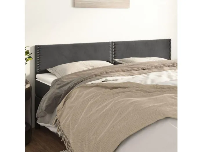2er Kopfteil für Bett | Bett-Kopfteile Dunkelgrau 90x5x78/88 cm Samt -MN583441