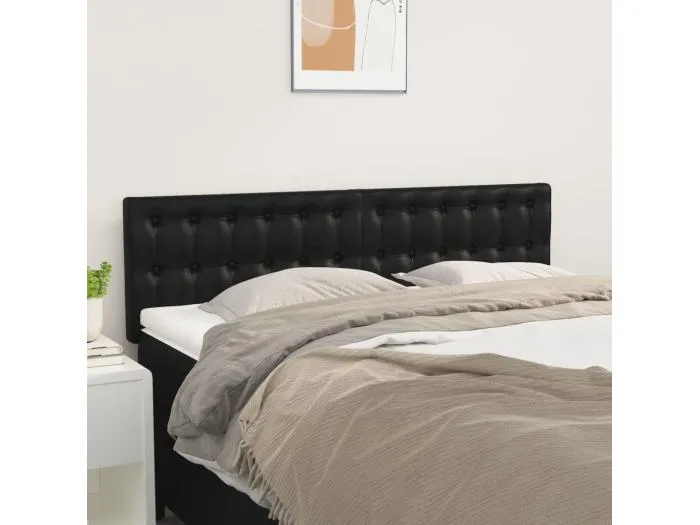 2er Kopfteil für Bett | Bett-Kopfteile Schwarz 72x5x78/88 cm Kunstleder -MN838859