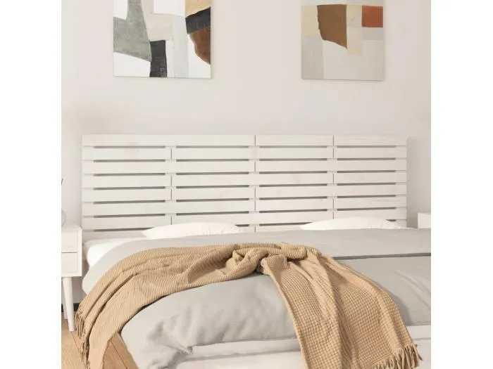 Wand-Kopfteil für Bett | Bett-Kopfteil Weiß 166x3x63 cm Massivholz Kiefer -MN202453