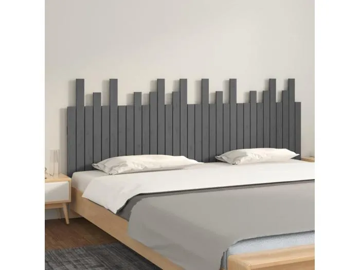 Wand-Kopfteil für Bett | Bett-Kopfteil Grau 204x3x80 cm Massivholz Kiefer -MN905852