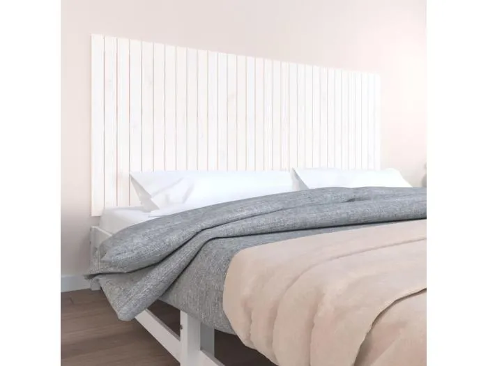 Wand-Kopfteil für Bett | Bett-Kopfteil Weiß 204x3x90 cm Massivholz Kiefer -MN615272
