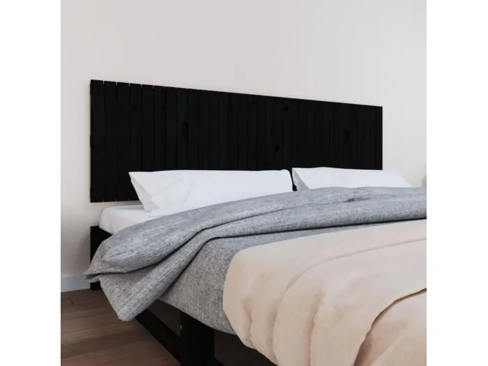 Wand-Kopfteil für Bett | Bett-Kopfteil Schwarz 204x3x60 cm Massivholz Kiefer -MN334950
