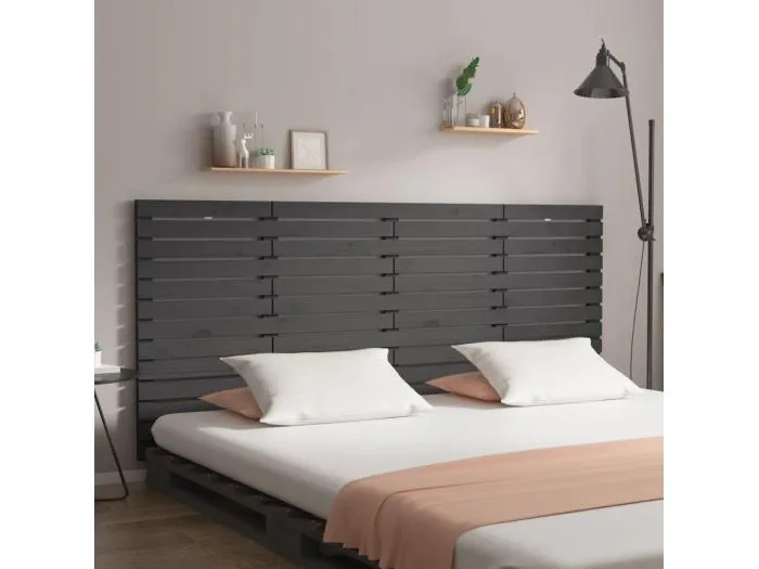 Wand-Kopfteil für Bett | Bett-Kopfteil Grau 206x3x91,5 cm Massivholz Kiefer -MN136285