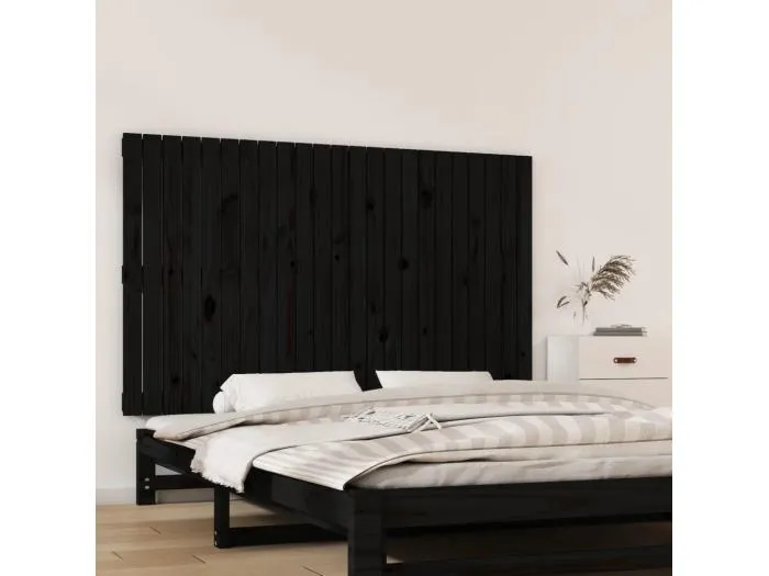 Wand-Kopfteil für Bett | Bett-Kopfteil Schwarz 147x3x90 cm Massivholz Kiefer -MN326996
