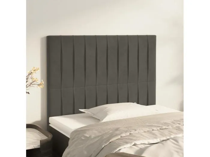 2er Kopfteil für Bett | Bett-Kopfteile Dunkelgrau 80x5x78/88 cm Samt -MN240316