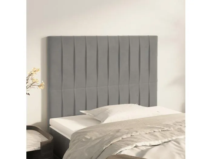2er Kopfteil für Bett | Bett-Kopfteile Hellgrau 90x5x78/88 cm Samt -MN522786
