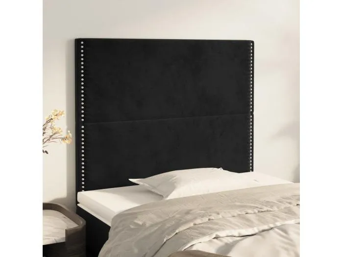 2er Kopfteil für Bett | Bett-Kopfteile Schwarz 100x5x78/88 cm Samt -MN887349