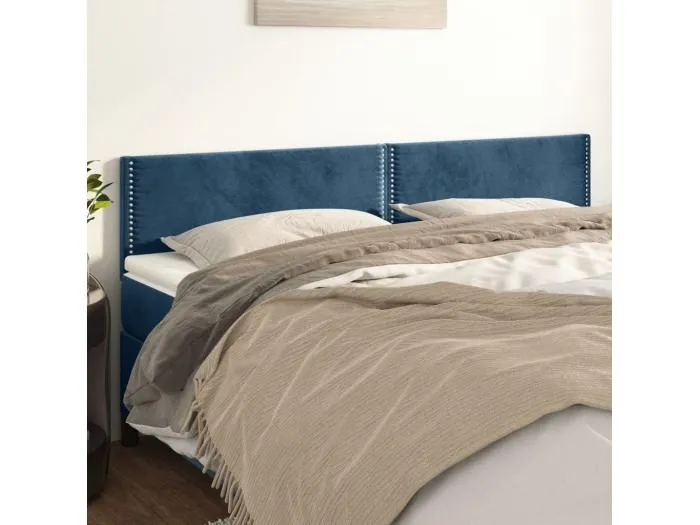 2er Kopfteil für Bett | Bett-Kopfteile Dunkelblau 90x5x78/88 cm Samt -MN882339