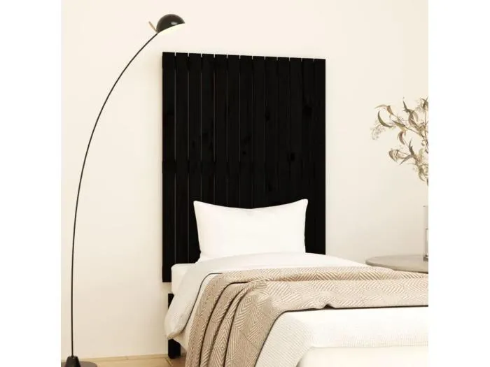 Wand-Kopfteil für Bett | Bett-Kopfteil Schwarz 82,5x3x110 cm Massivholz Kiefer -MN921616