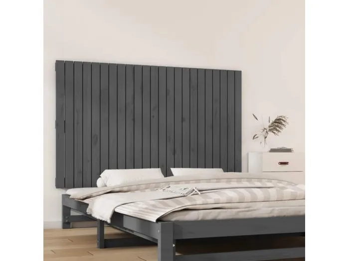 Wand-Kopfteil für Bett | Bett-Kopfteil Grau 147x3x90 cm Massivholz Kiefer -MN899752