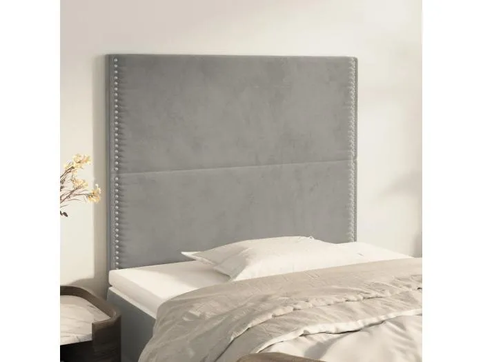 2er Kopfteil für Bett | Bett-Kopfteile Hellgrau 100x5x78/88 cm Samt -MN568295