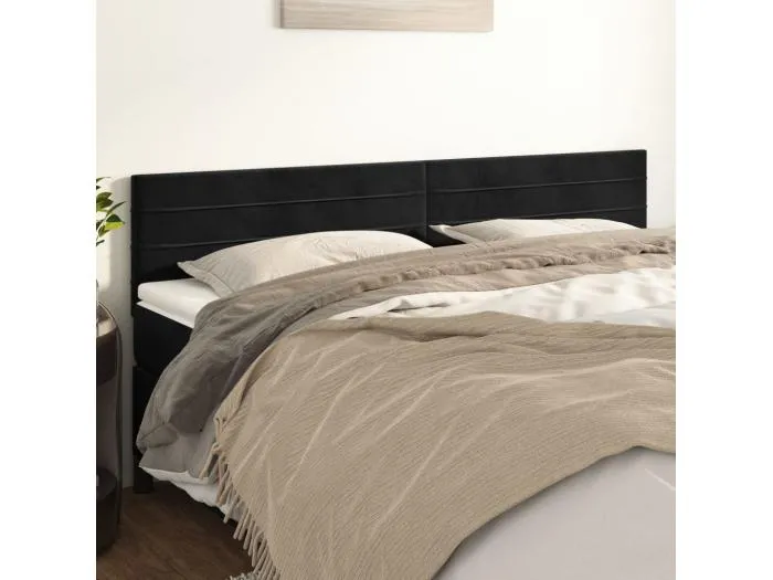 2er Kopfteil für Bett | Bett-Kopfteile Schwarz 100x5x78/88 cm Samt -MN784809