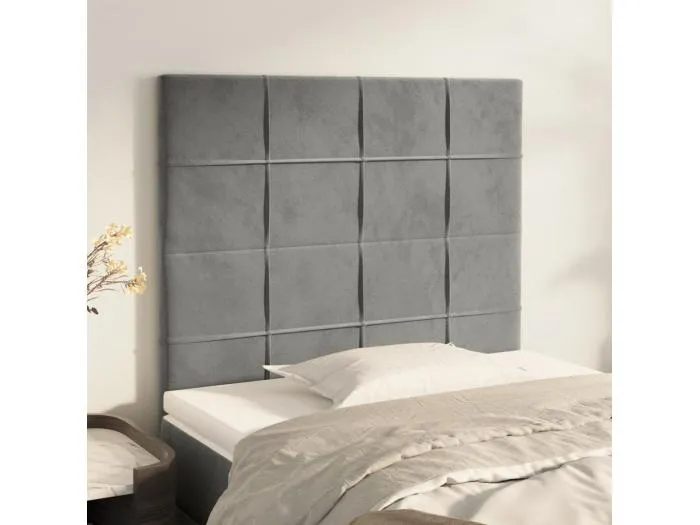 2er Kopfteil für Bett | Bett-Kopfteile Hellgrau 100x5x78/88 cm Samt -MN475142