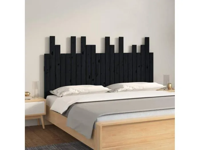 Wand-Kopfteil für Bett | Bett-Kopfteil Schwarz 146,5x3x80 cm Massivholz Kiefer -MN976870