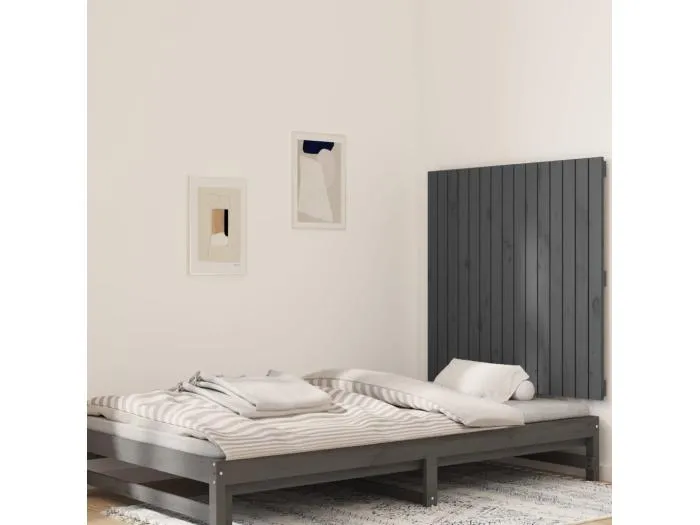 Wand-Kopfteil für Bett | Bett-Kopfteil Grau 95,5x3x90 cm Massivholz Kiefer -MN682664