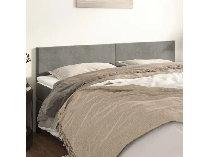 2er Kopfteil für Bett | Bett-Kopfteile Hellgrau 100x5x78/88 cm Samt -MN663440