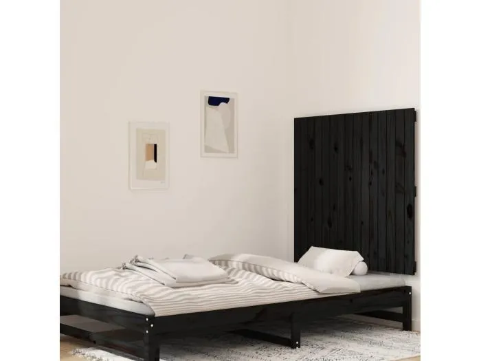Wand-Kopfteil für Bett | Bett-Kopfteil Schwarz 95,5x3x90 cm Massivholz Kiefer -MN913745