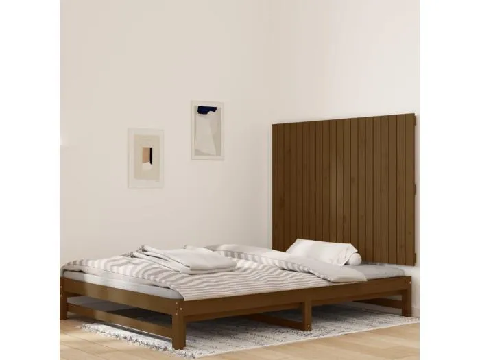 Wand-Kopfteil für Bett | Bett-Kopfteil Honigbraun 127,5x3x90 cm Massivholz Kiefer -MN958777
