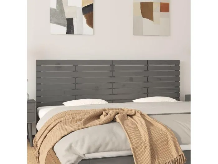 Wand-Kopfteil für Bett | Bett-Kopfteil Grau 206x3x63 cm Massivholz Kiefer -MN251776