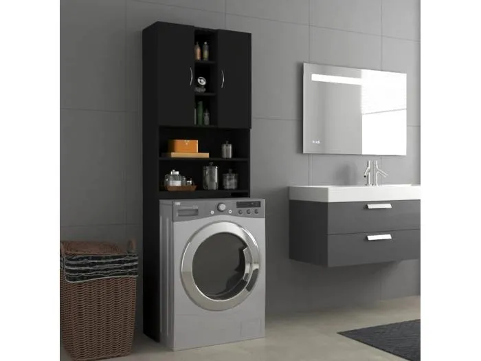 Waschmaschinenschrank Schwarz 64x25,5x190 cm