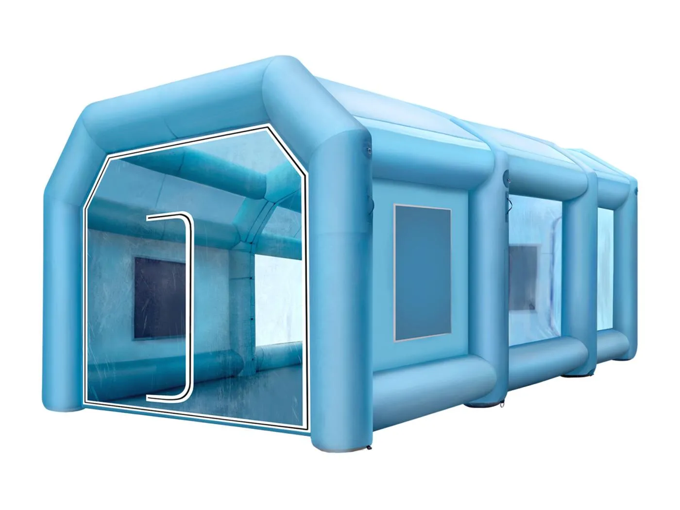 Aufblasbare Lackierkabine SucceBuy Aufblasbare Lackierkabine (10,05 x 4,99 x 3,5 m) für Autolackierung mit 2 Gebläsen