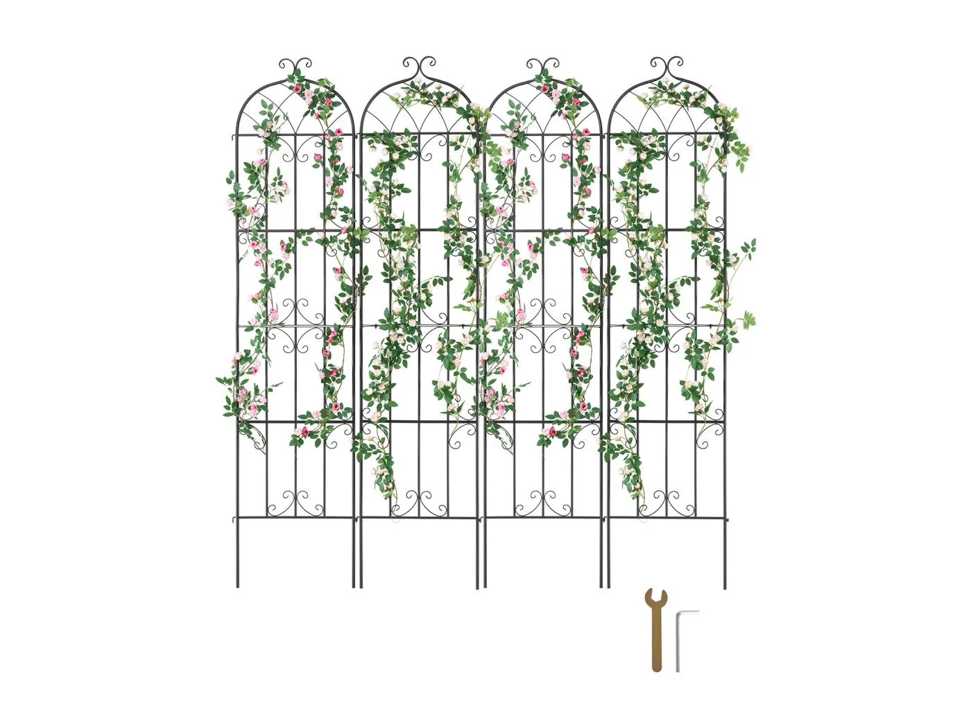 4er-Pack Metall-Gartenspaliere SucceBuy 87 x 20 Zoll, Rostfrei, für Pflanzen