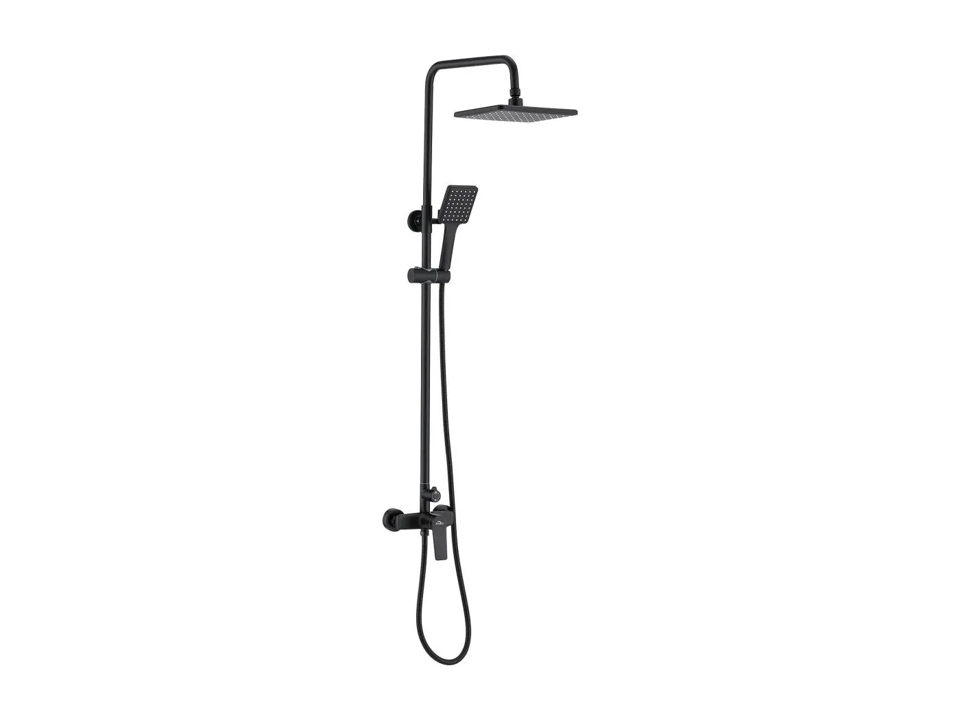 Schwarzes Duschsäulen-Griffschalter-Duschset mit 26 * 19 cm Duschkopf Handbrause quadratisch für Badezimmer