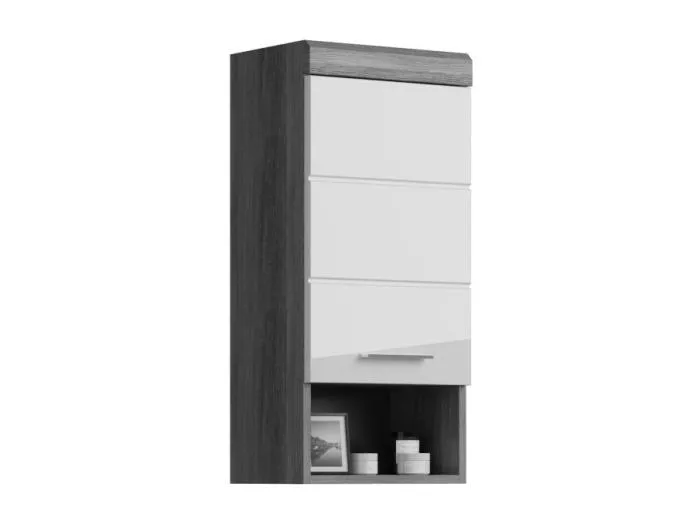 Halbsäule SCOTT – 1 Tür – Dunkelgrau und Weiß – 37x79x24 cm