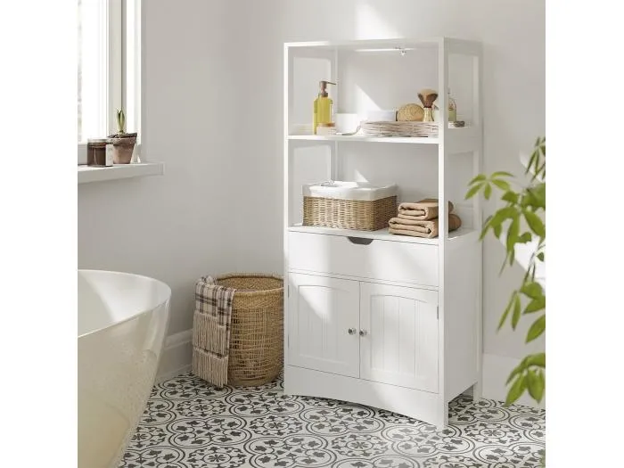 Kleines Aufbewahrungsmöbel 1 Schublade, 2 Türen und 2 Regale - H122 cm