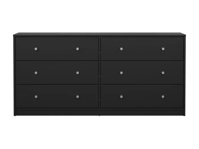 Maria Kommode breit mit 6 Schubladen, schwarz.