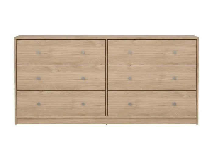 Maria Kommode breit mit 6 Schubladen, hell walnuss.