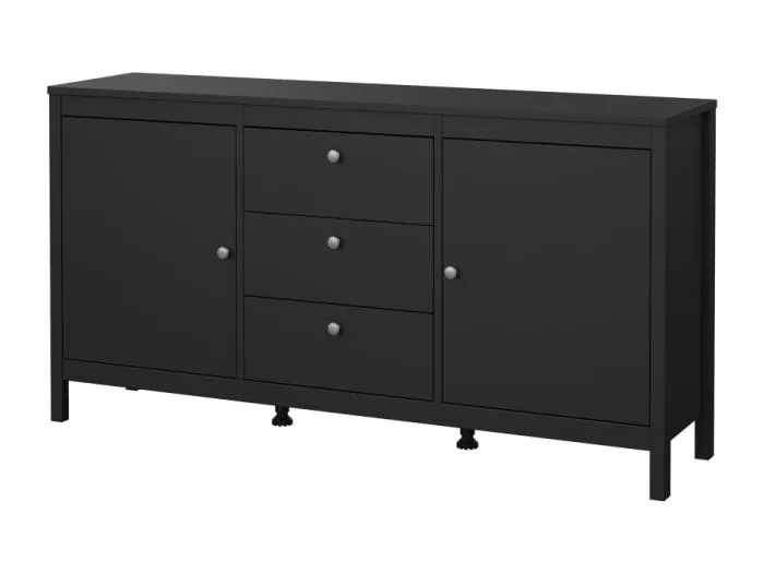 Madrid Sideboard 2 Türen 3 Schubladen schwarz matt.