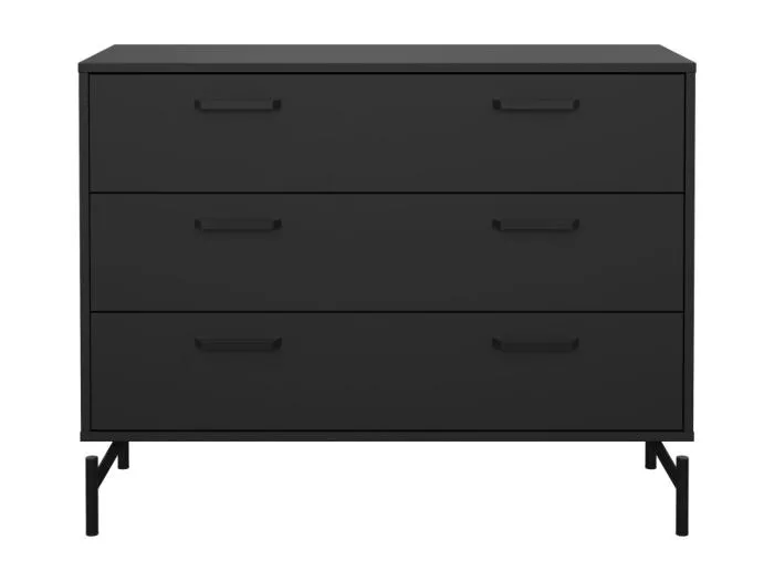 Dana Kommode 3 Schubladen schwarz matt.
