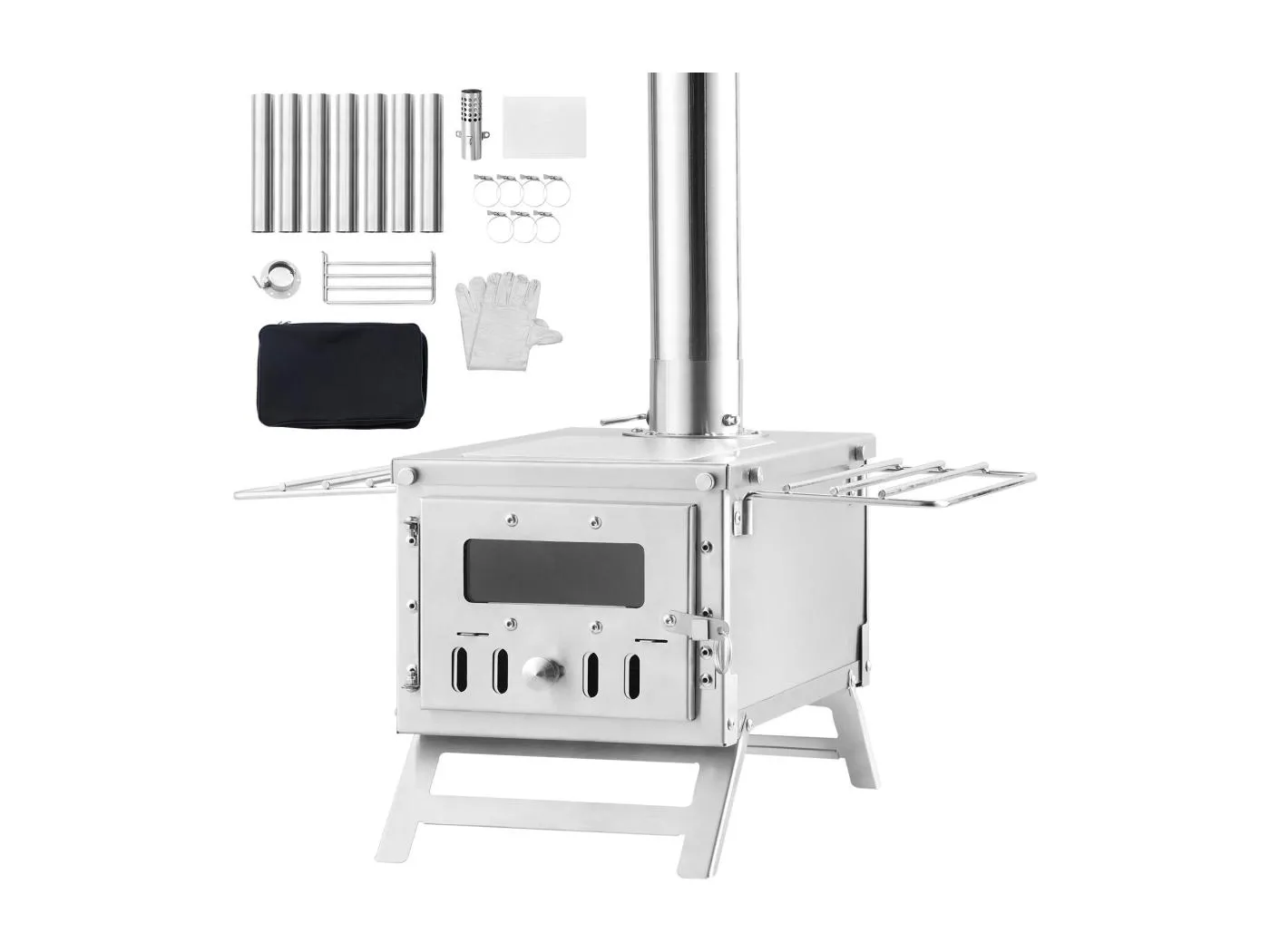 Tragbarer Holzofen SucceBuy, 202 cm, Grillofen für Campingzelte mit Rohren