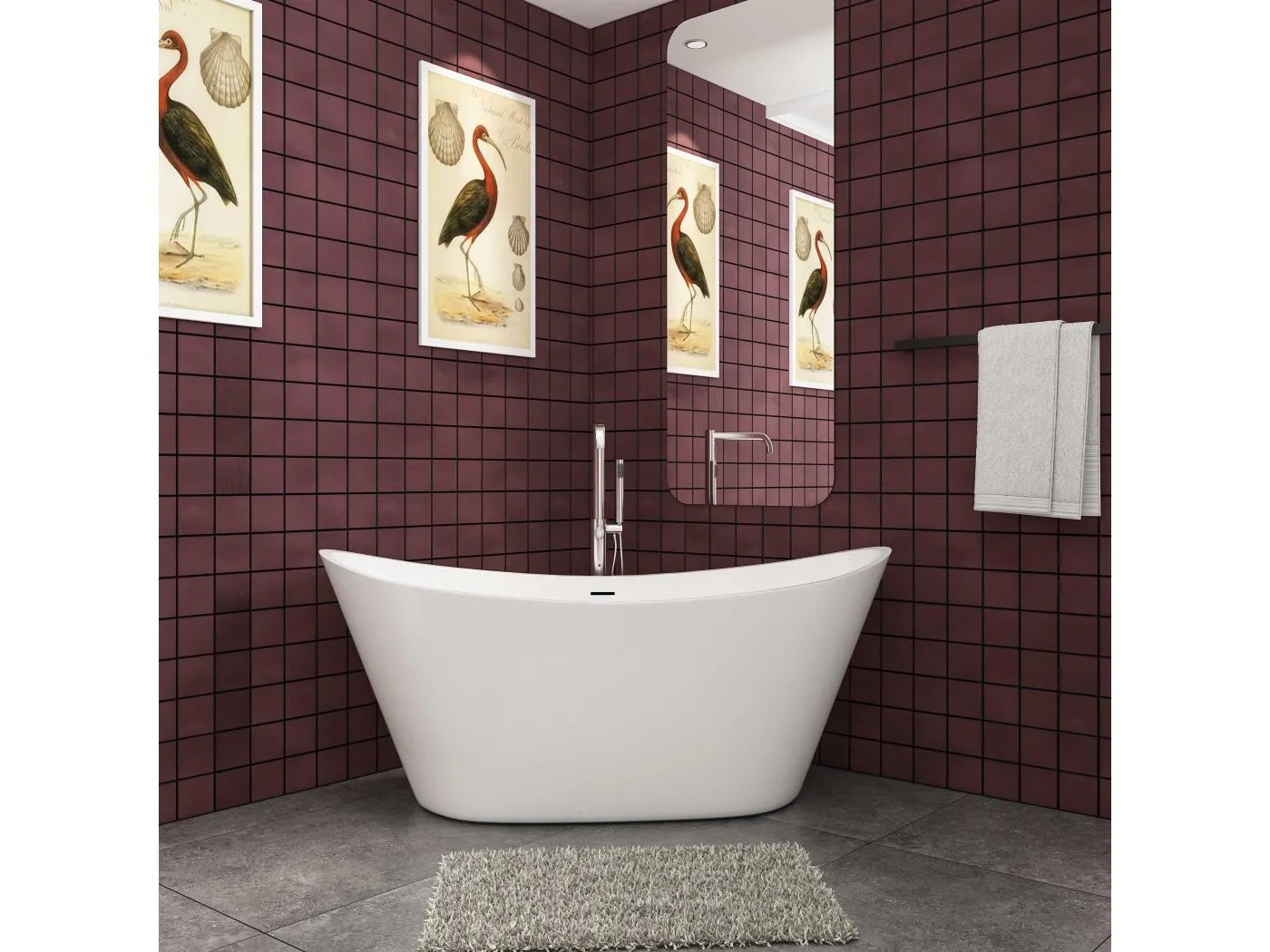 150x72x65 cm freistehende Badewanne  Schiffsbadewanne   Acrylbadewanne