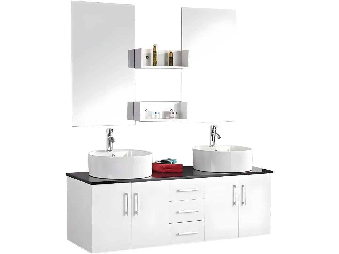 Badezimmer-Set 150 cm Weiß Waschbecken inklusive - Holly