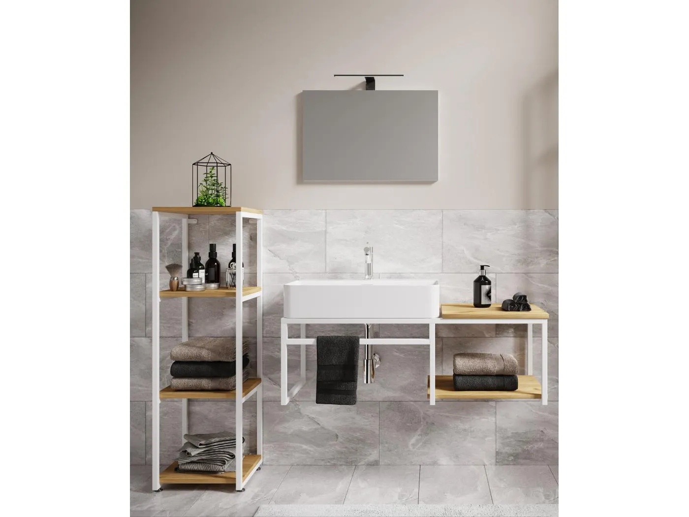 4-tlg. Waschtisch Badmöbel Waschbecken Bitila 100