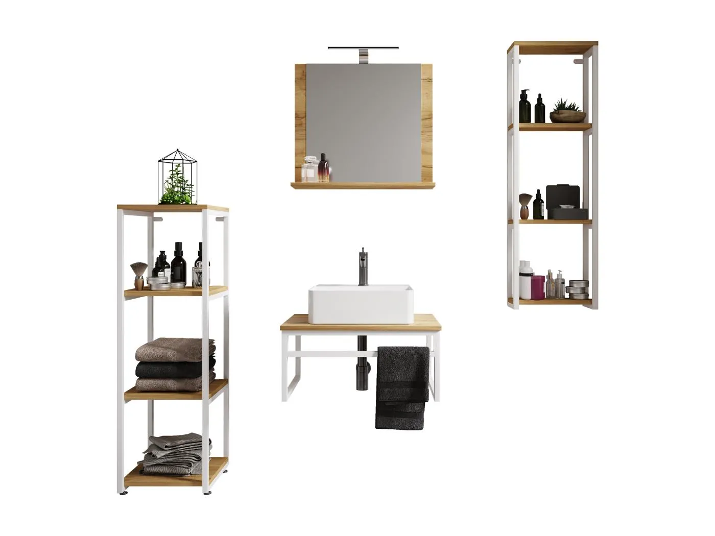 5-tlg. Waschtisch Badmöbel Waschbecken Bitila 60