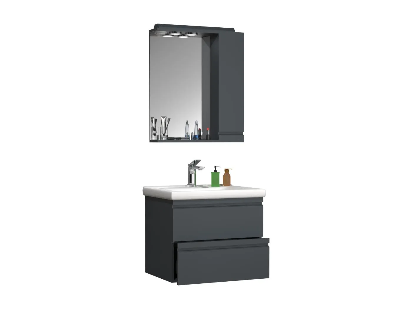 3-tlg. Waschplatz Waschtisch Schubladen Silora L