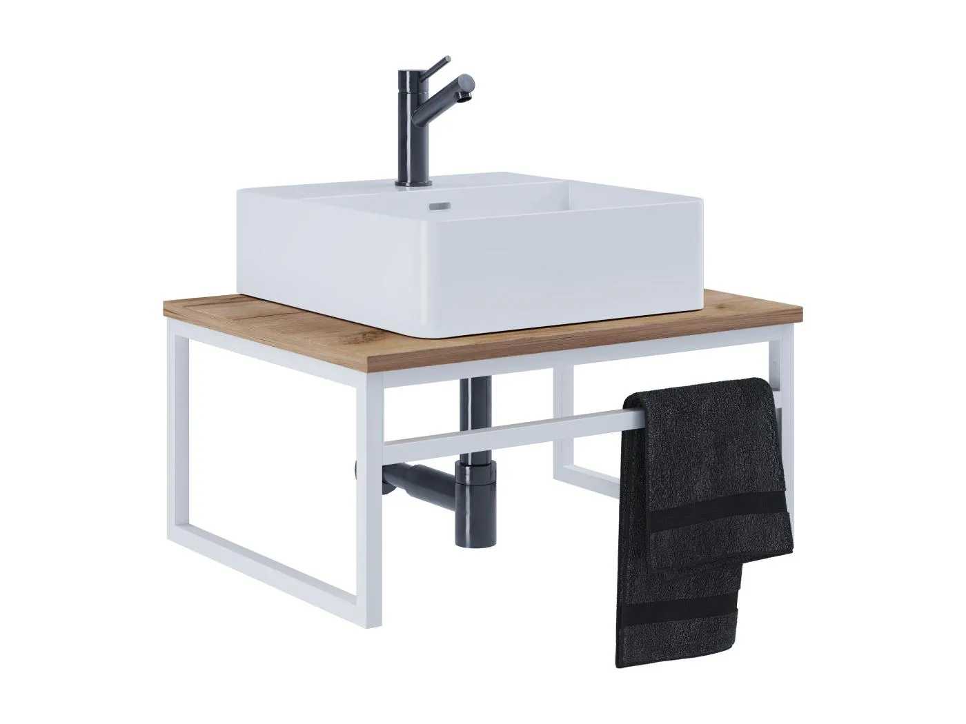 2-tlg. Waschplatz Waschtisch Waschbecken Bitila 60